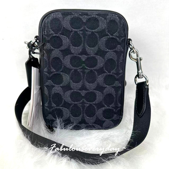 Coach Men's Stanton Crossbody Bag In Signature Denim/Black CAJ44 NWT - Picture 1 of 8